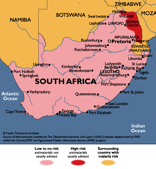 fit for travel malaria map south africa